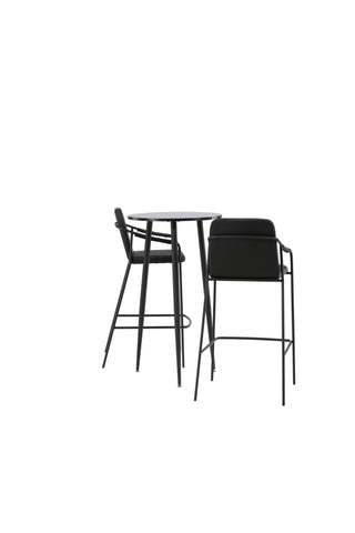 Venture Home Plaza Barbord - Svart / Svart Mdf +Bella Barstol - Svart / Svart PU _2