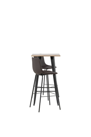 Venture Home Tempe Barbord - Svart / Natur MDF +Alexi Barstol - Mattsvart / Mörkbrun PU _2