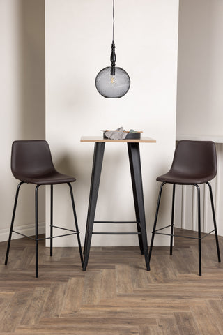 Venture Home Tempe Barbord - Svart / Natur MDF +Alexi Barstol - Mattsvart / Mörkbrun PU _2