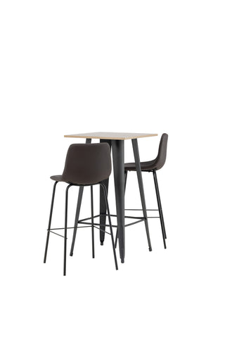 Venture Home Tempe Barbord - Svart / Natur MDF +Alexi Barstol - Mattsvart / Mörkbrun PU _2
