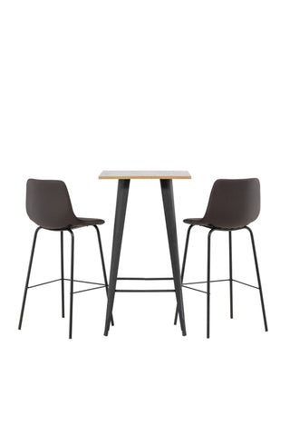 Venture Home Tempe Barbord - Svart / Natur MDF +Alexi Barstol - Mattsvart / Mörkbrun PU _2