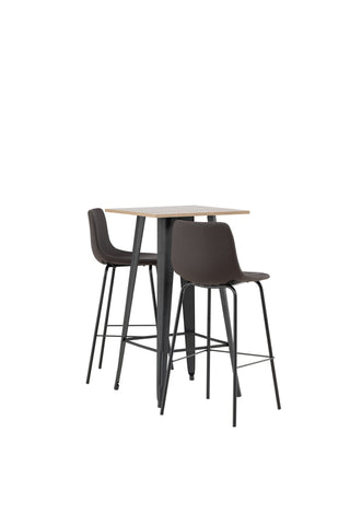 Venture Home Tempe Barbord - Svart / Natur MDF +Alexi Barstol - Mattsvart / Mörkbrun PU _2