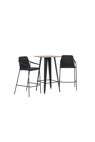 Venture Home Tempe Barbord - Svart / Natur MDF +Bella Barstol - Svart / Svart PU _2