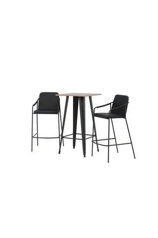 Venture Home Tempe Barbord - Svart / Natur MDF +Bella Barstol - Svart / Svart PU _2