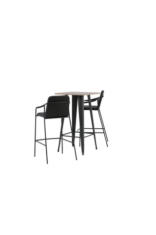 Venture Home Tempe Barbord - Svart / Natur MDF +Bella Barstol - Svart / Svart PU _2