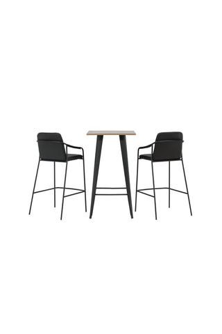 Venture Home Tempe Barbord - Svart / Natur MDF +Bella Barstol - Svart / Svart PU _2