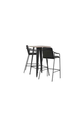 Venture Home Tempe Barbord - Svart / Natur MDF +Bella Barstol - Svart / Svart PU _2