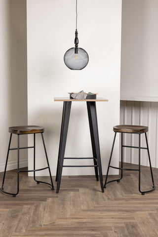 Venture Home Tempe Barbord - Svart / Natur MDF +Ozark Barstol - Zinklook / Mörk valnötsträ _2