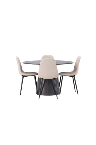 Venture Home Lanzo Matbord φ120 - Mocca/Mocca +Polar Matstol - Svart / Beige Boucle _4