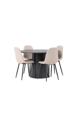 Venture Home Lanzo Matbord φ120 - Mocca/Mocca +Polar Matstol - Svart / Beige Boucle _4