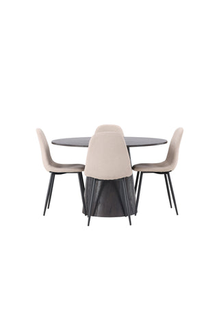 Venture Home Lanzo Matbord φ120 - Mocca/Mocca +Polar Matstol - Svart / Beige Boucle _4