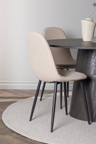 Venture Home Lanzo Matbord φ120 - Mocca/Mocca +Polar Matstol - Svart / Beige Boucle _4