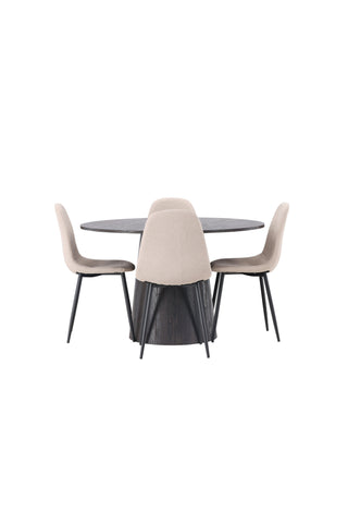 Venture Home Lanzo Matbord φ120 - Mocca/Mocca +Polar Matstol - Svart / Beige Boucle _4