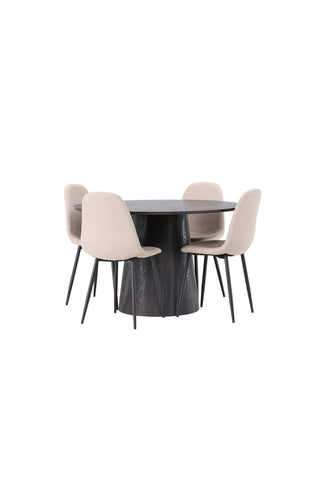 Venture Home Lanzo Matbord φ120 - Mocca/Mocca +Polar Matstol - Svart / Beige Boucle _4