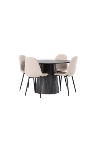 Venture Home Lanzo Matbord φ120 - Mocca/Mocca +Polar Matstol - Svart / Beige Boucle _4