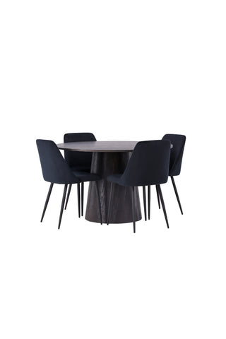 Venture Home Lanzo Matbord φ120 - Mocca/Mocca +Nattmatstol - Svart / Svart sammet _4