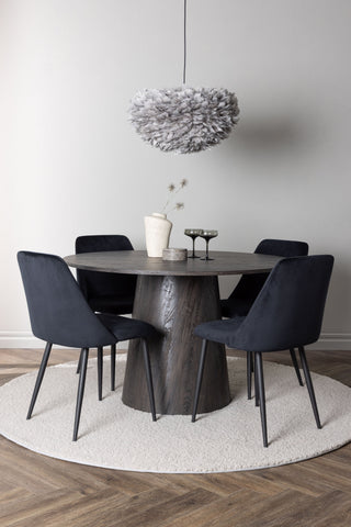 Venture Home Lanzo Matbord φ120 - Mocca/Mocca +Nattmatstol - Svart / Svart sammet _4