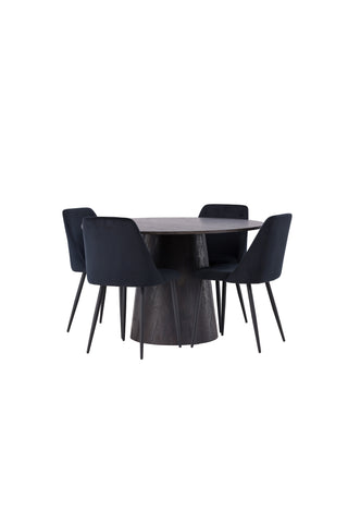Venture Home Lanzo Matbord φ120 - Mocca/Mocca +Nattmatstol - Svart / Svart sammet _4