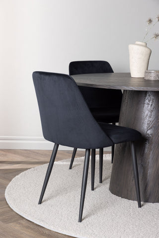 Venture Home Lanzo Matbord φ120 - Mocca/Mocca +Nattmatstol - Svart / Svart sammet _4