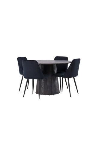 Venture Home Lanzo Matbord φ120 - Mocca/Mocca +Nattmatstol - Svart / Svart sammet _4