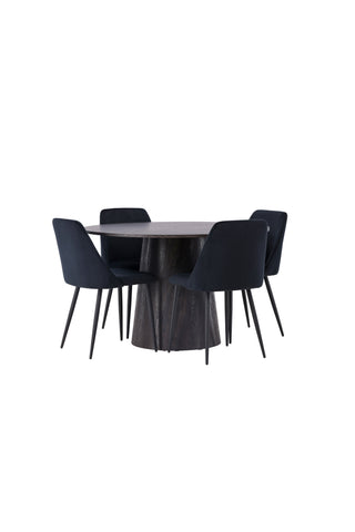 Venture Home Lanzo Matbord φ120 - Mocca/Mocca +Nattmatstol - Svart / Svart sammet _4