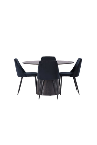 Venture Home Lanzo Matbord φ120 - Mocca/Mocca +Nattmatstol - Svart / Svart sammet _4