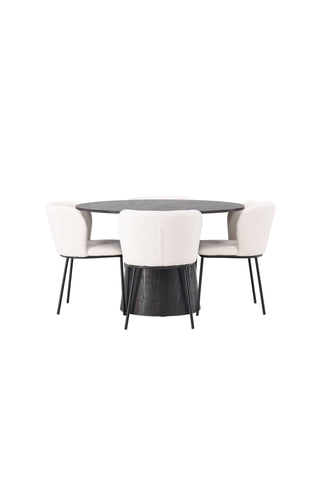 Venture Home Lanzo Matbord φ120 - Mocca/Mocca +Edina Matstol - Svart / Vit Boucle _4