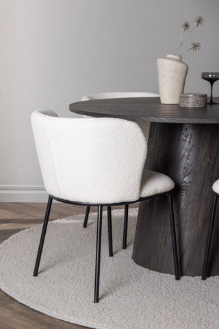 Venture Home Lanzo Matbord φ120 - Mocca/Mocca +Edina Matstol - Svart / Vit Boucle _4