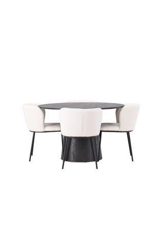 Venture Home Lanzo Matbord φ120 - Mocca/Mocca +Edina Matstol - Svart / Vit Boucle _4