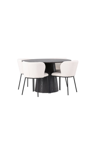 Venture Home Lanzo Matbord φ120 - Mocca/Mocca +Edina Matstol - Svart / Vit Boucle _4