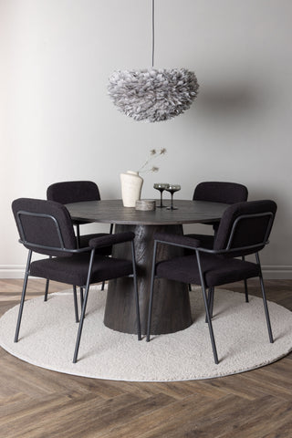 Venture Home Lanzo Matbord φ120 - Mocca/Mocca +Yesterday Dining Chair - Svart / Svart Boucle _4