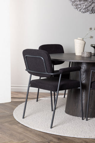 Venture Home Lanzo Matbord φ120 - Mocca/Mocca +Yesterday Dining Chair - Svart / Svart Boucle _4