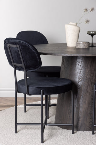 Venture Home Lanzo Matbord φ120 - Mocca/Mocca +Stella Matstol - Svart / Svart Sammet _4