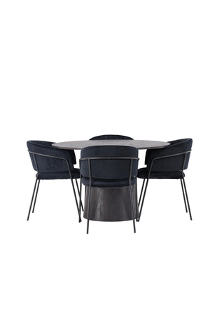 Venture Home Lanzo Matbord φ120 - Mocca/Mocca +Selma Matstol - Svart / Svart Sammet _4
