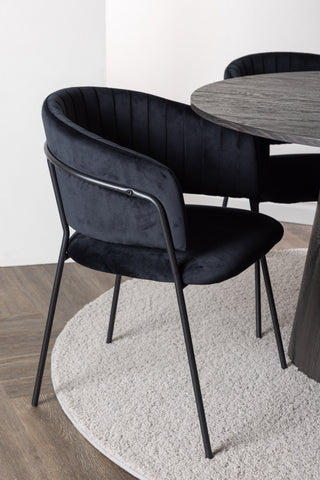 Venture Home Lanzo Matbord φ120 - Mocca/Mocca +Selma Matstol - Svart / Svart Sammet _4
