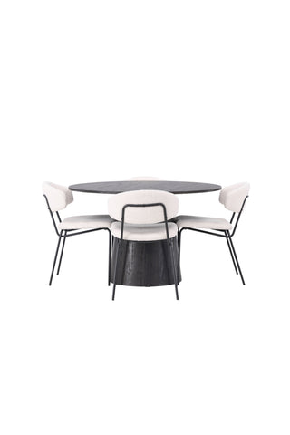 Venture Home Lanzo Matbord φ120 - Mocca/Mocca +Chico Matstol - Svart / Vit Boucle _4