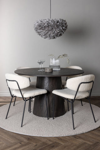 Venture Home Lanzo Matbord φ120 - Mocca/Mocca +Chico Matstol - Svart / Vit Boucle _4