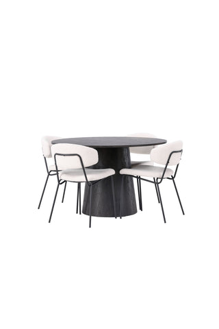 Venture Home Lanzo Matbord φ120 - Mocca/Mocca +Chico Matstol - Svart / Vit Boucle _4