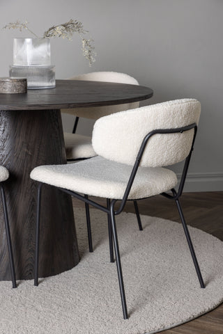Venture Home Lanzo Matbord φ120 - Mocca/Mocca +Chico Matstol - Svart / Vit Boucle _4