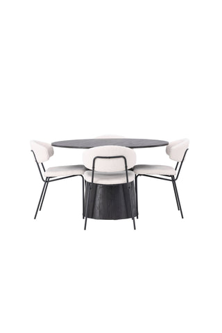 Venture Home Lanzo Matbord φ120 - Mocca/Mocca +Chico Matstol - Svart / Vit Boucle _4