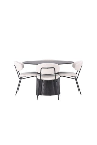 Venture Home Lanzo Matbord φ120 - Mocca/Mocca +Chico Matstol - Svart / Vit Boucle _4