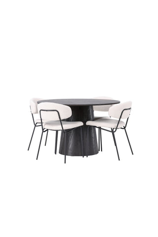 Venture Home Lanzo Matbord φ120 - Mocca/Mocca +Chico Matstol - Svart / Vit Boucle _4