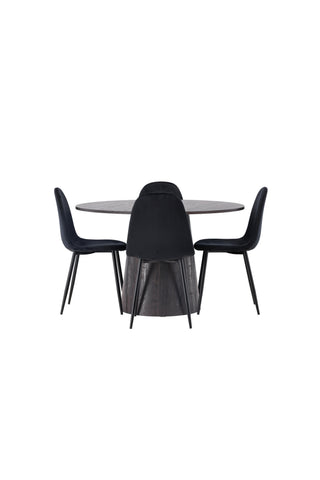 Venture Home Lanzo Matbord φ120 - Mocca/Mocca +Polar Dining Chair - Svarta ben / Black Velvet _4