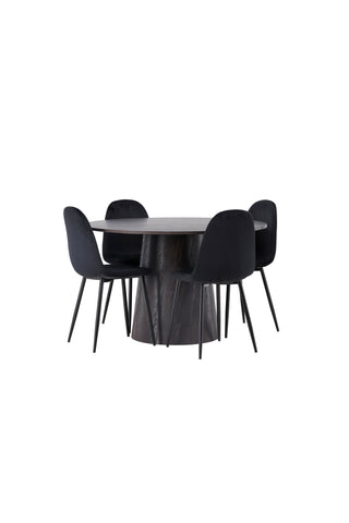 Venture Home Lanzo Matbord φ120 - Mocca/Mocca +Polar Dining Chair - Svarta ben / Black Velvet _4
