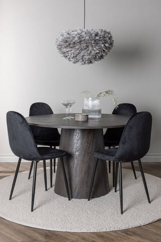 Venture Home Lanzo Matbord φ120 - Mocca/Mocca +Polar Dining Chair - Svarta ben / Black Velvet _4
