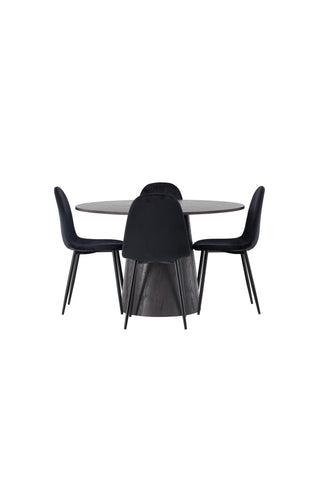 Venture Home Lanzo Matbord φ120 - Mocca/Mocca +Polar Dining Chair - Svarta ben / Black Velvet _4