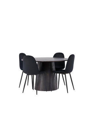 Venture Home Lanzo Matbord φ120 - Mocca/Mocca +Polar Dining Chair - Svarta ben / Black Velvet _4