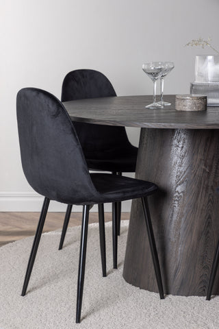 Venture Home Lanzo Matbord φ120 - Mocca/Mocca +Polar Dining Chair - Svarta ben / Black Velvet _4