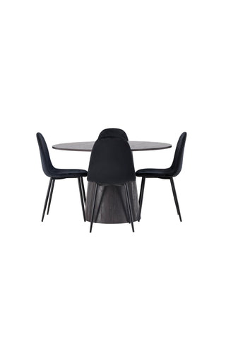 Venture Home Lanzo Matbord φ120 - Mocca/Mocca +Polar Dining Chair - Svarta ben / Black Velvet _4