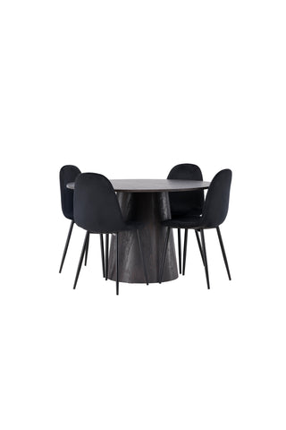Venture Home Lanzo Matbord φ120 - Mocca/Mocca +Polar Dining Chair - Svarta ben / Black Velvet _4